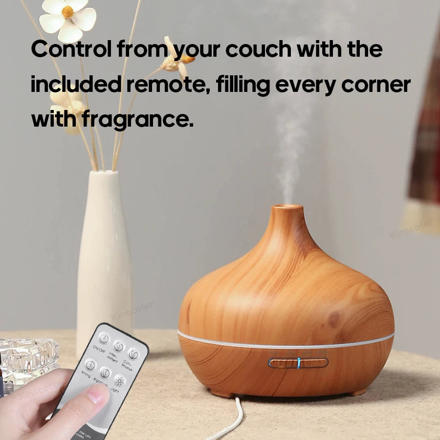 Difusor de Aromaterapia y Humidificador Ultrasónico 300 ml con Control Remoto