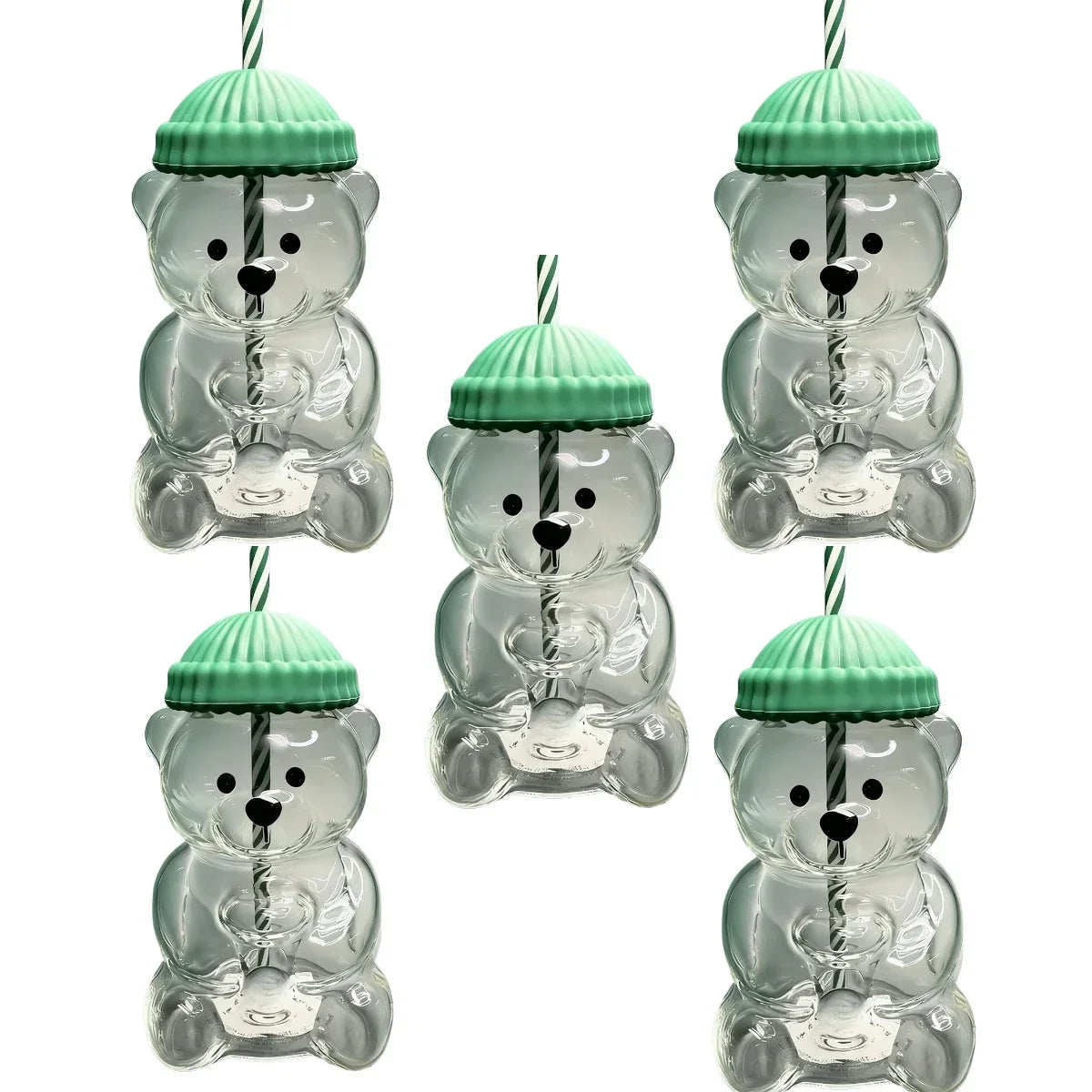 Taza de Oso de Cristal 500ml - Botella Transparente para Café y Leche