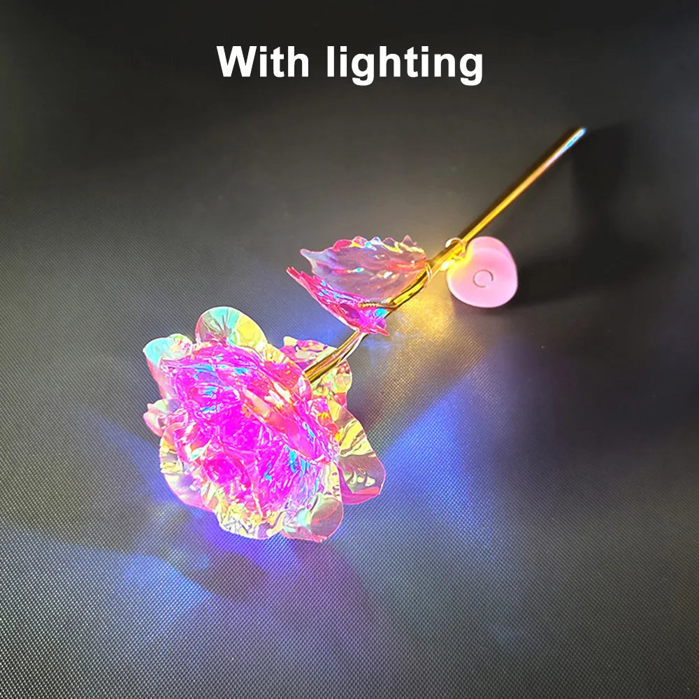 Flor Artificial de Oro 24K con Iluminación - Detalle Día de la Madre