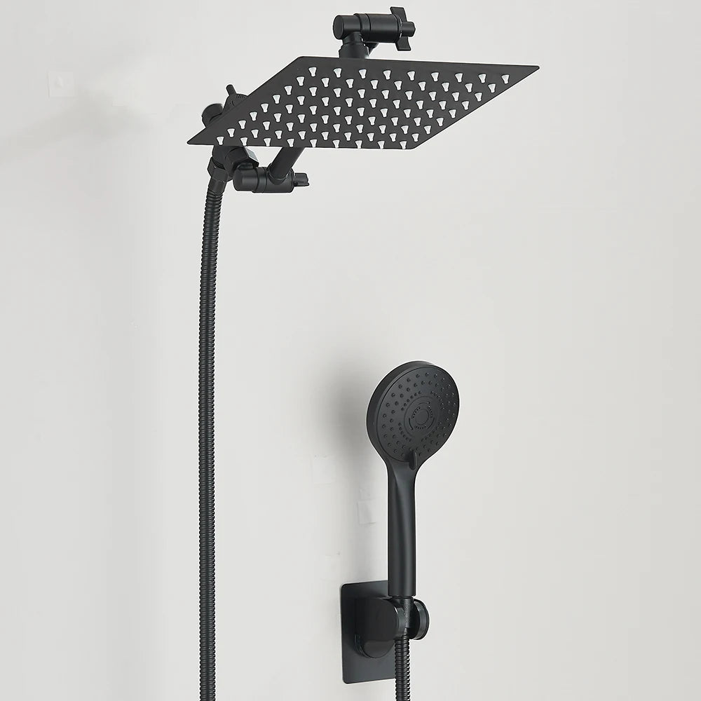 Cabezal de Ducha Tipo Lluvia 8-12 Pulgadas con Ducha de Mano | Shower Head Combo, Extensión Ajustable