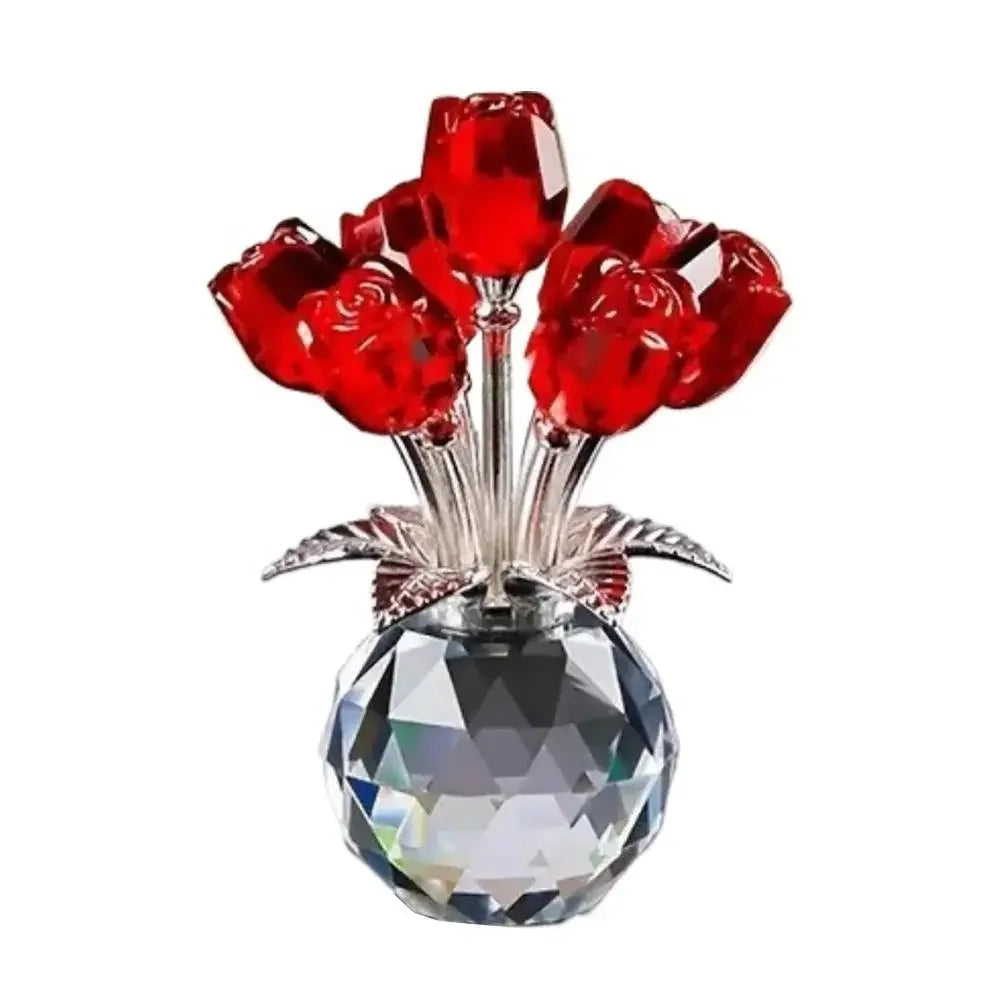 Rosa de Cristal con Pedestal - Adorno Eterno y Elegante para Regalo