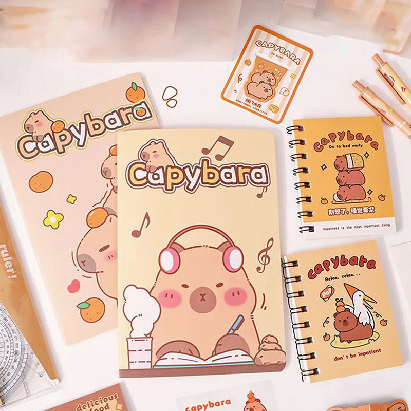 1Set Kawaii Capybara Stationery Set Cartoon Cute Handbag Stationery Set Office Supplies Student Stationery Birthday Gifts