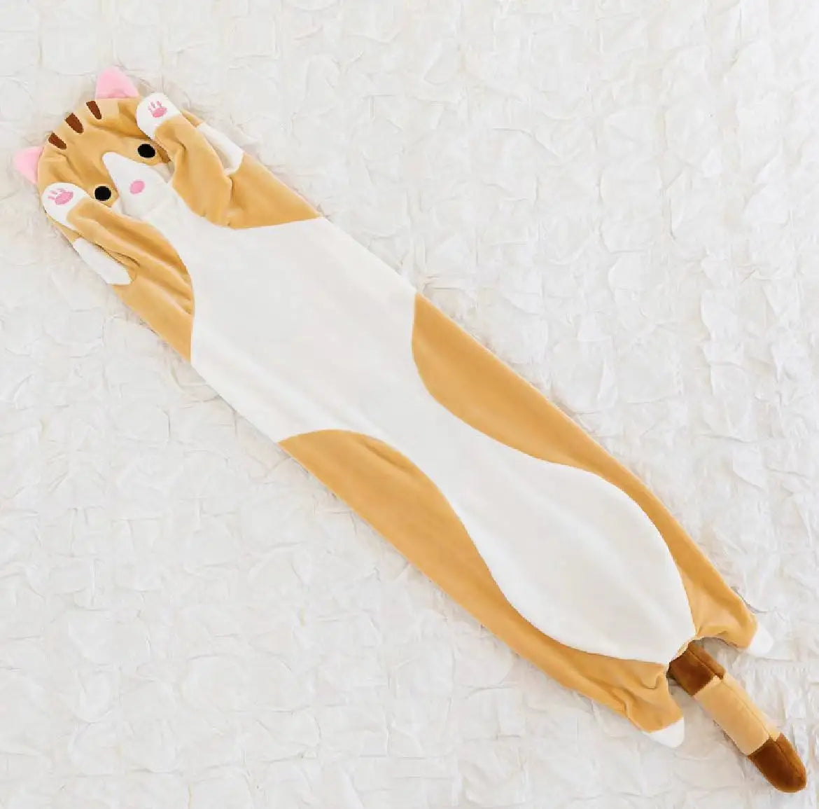 Peluche Gato Largo 130cm Suave y Decorativo, Almohada Peluche Antiestrés