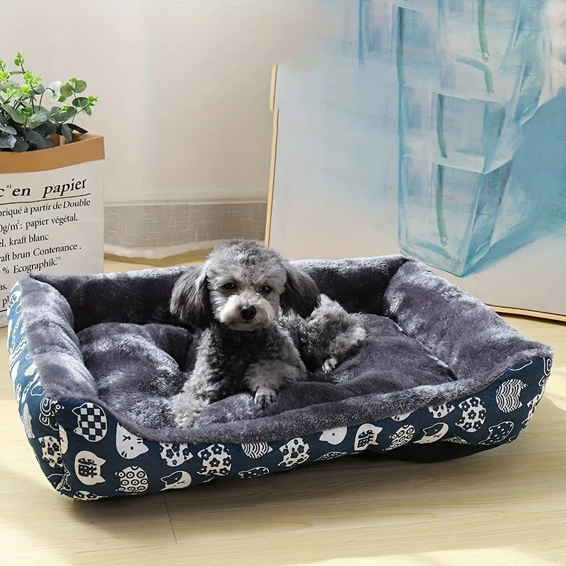 Cama Rectangular Acolchada para Perros y Gatos – Cama Suave para Mascotas