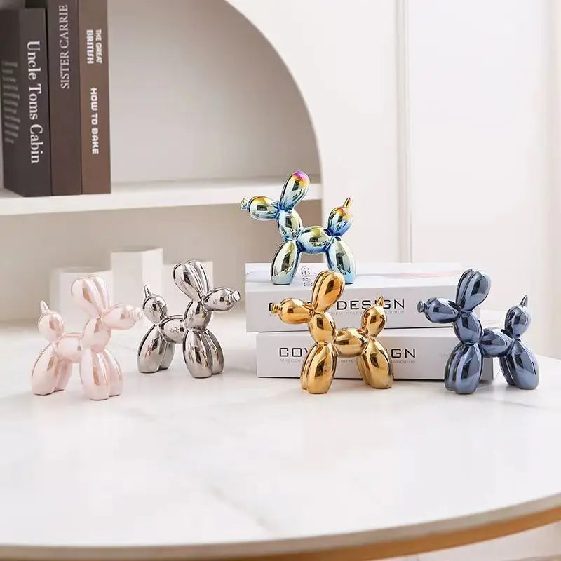 Figura Decorativa Perro Globo de Cerámica Estilo Moderno