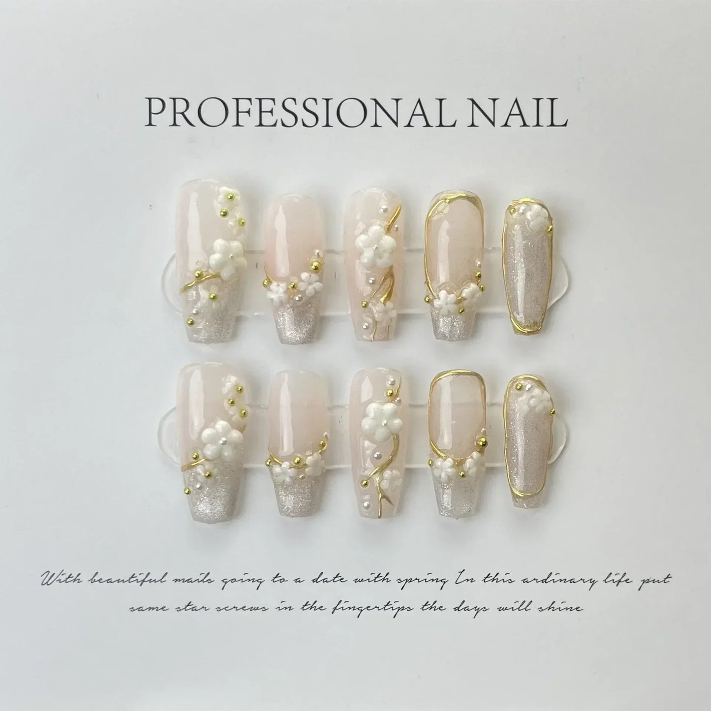 Uñas Postizas con Adhesivos | Set de Press On Nails para Nail Art