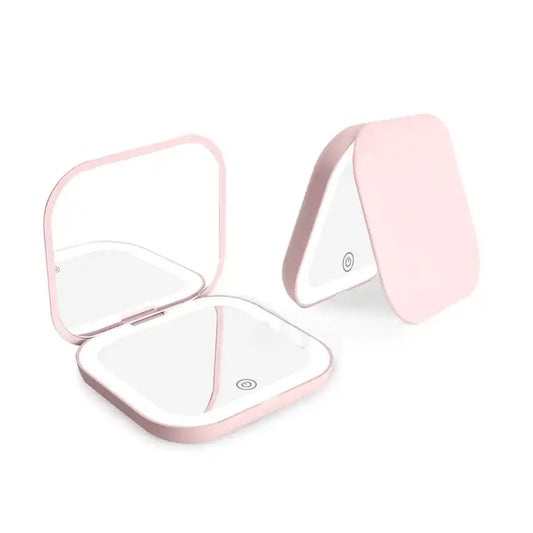 Espejo de Bolsillo con Aumento y Luz LED para Maquillaje