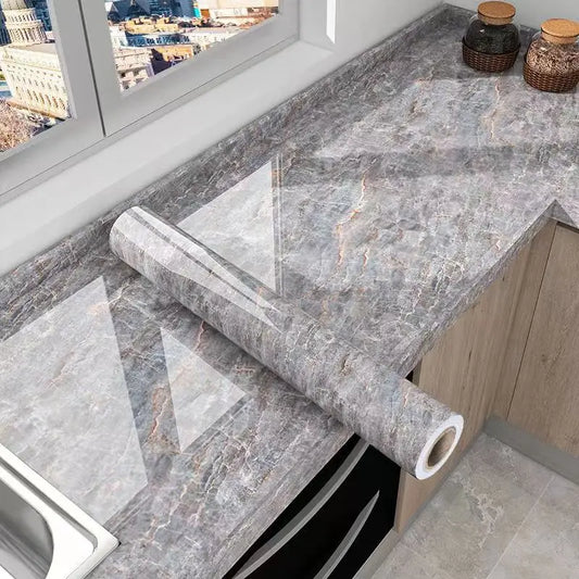 Vinil Adhesivo para Cocina Tipo Mármol Impermeable | Protector para Encimeras y Muebles
