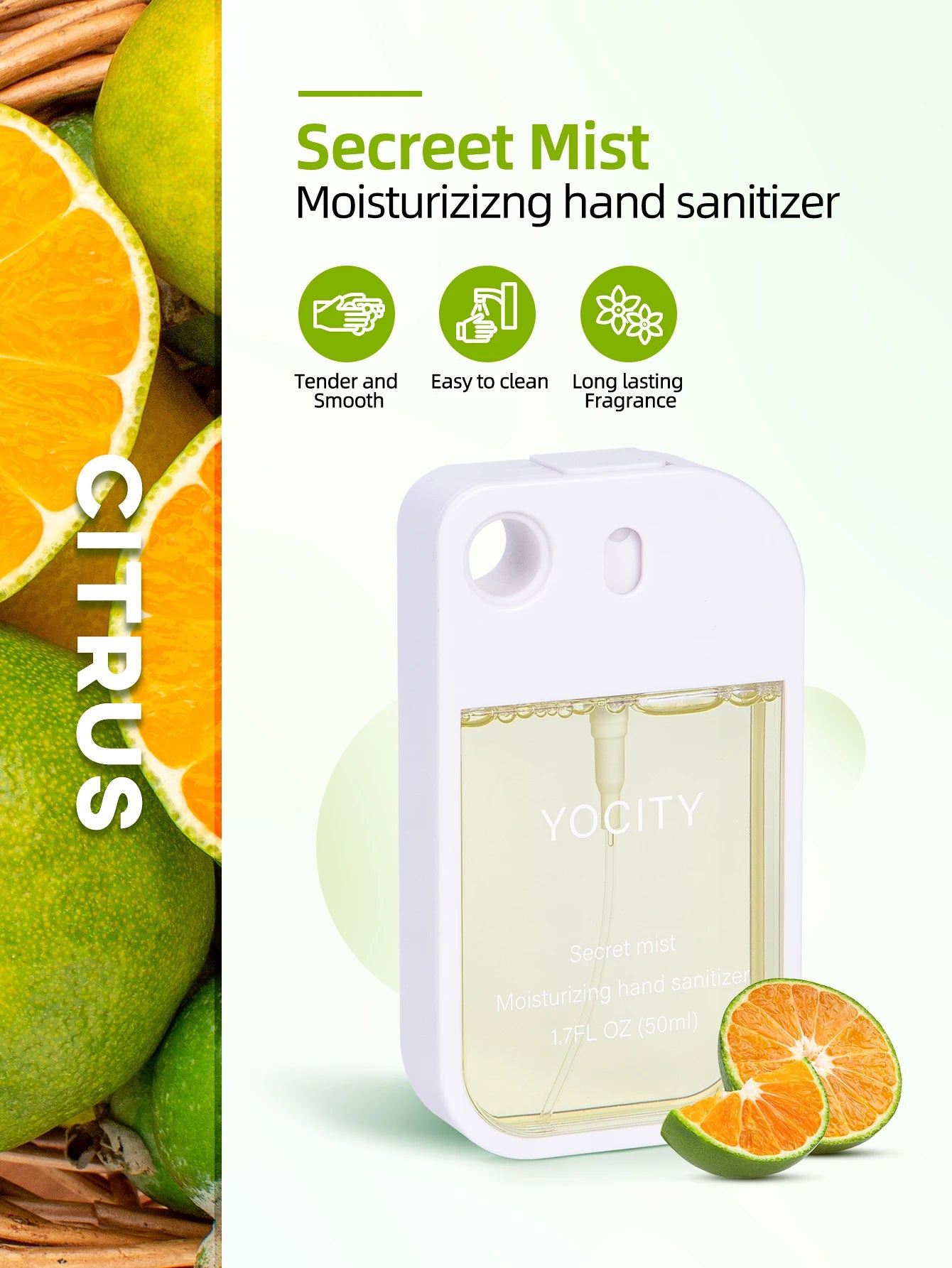 Mini Spray Aromático Desinfectante Portátil para Manos y Ambiente (50 ml)