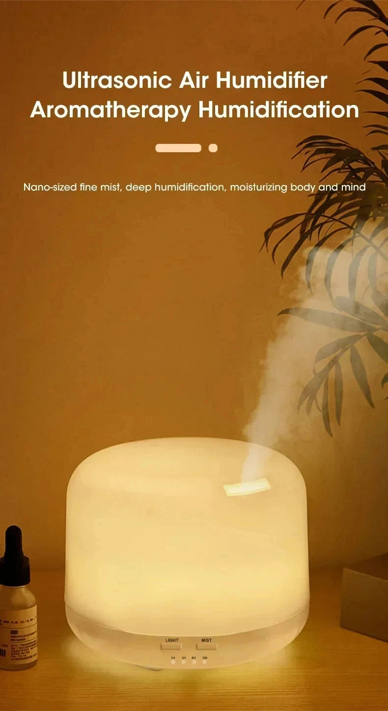 Humidificador y Difusor de Aroma 500ml con Luz LED – Difusor Ultrasónico USB