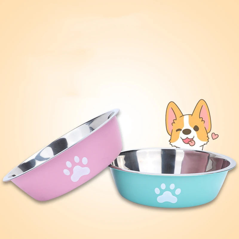 Plato para Perros y Gatos de Acero Inoxidable Antideslizante - Diseño de Huella