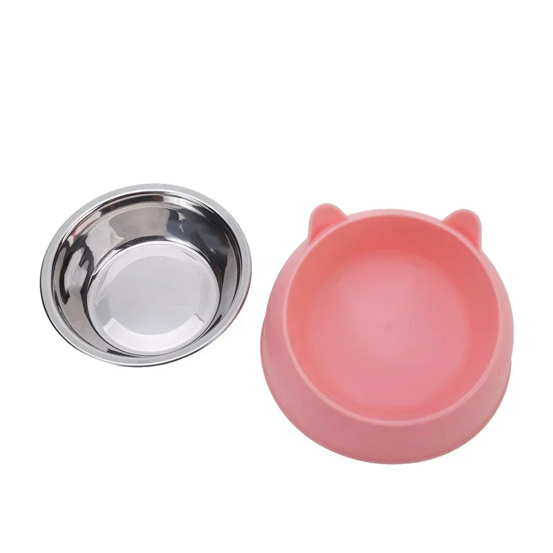 Comedero Inclinado para Gatos con Plato de Acero Inoxidable - Base Antideslizante