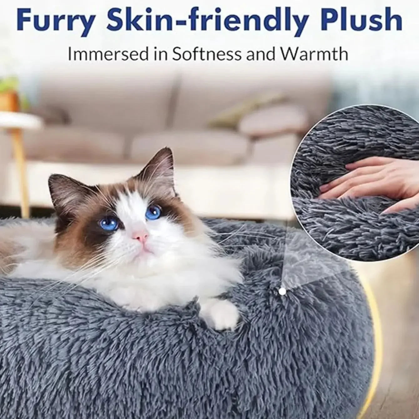 Cama Redonda Suave para Perros y Gatos – Cama Acolchada para Mascotas