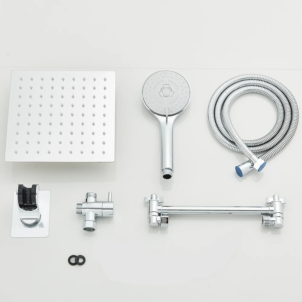 Cabezal de Ducha Tipo Lluvia 8-12 Pulgadas con Ducha de Mano | Shower Head Combo, Extensión Ajustable