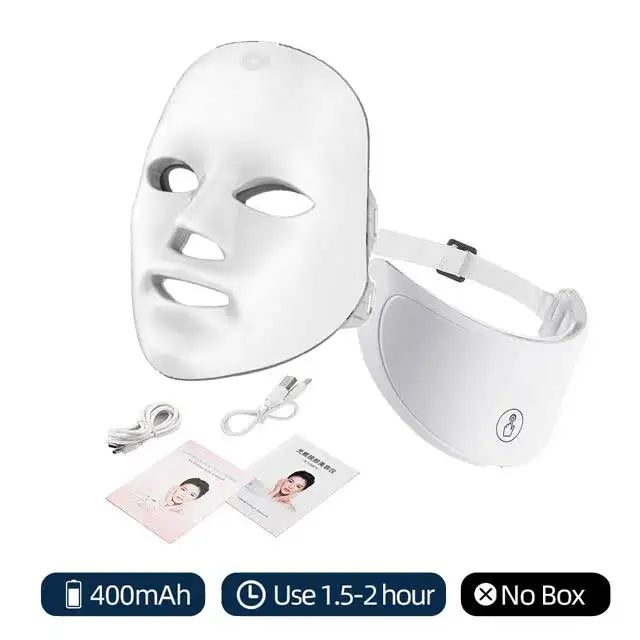Máscara Facial LED 7 Colores con Terapia de Luz | Rejuvenecimiento y Cuidado de la Piel en Casa, Dispositivo de Rejuvenecimiento para Rostro y Cuello
