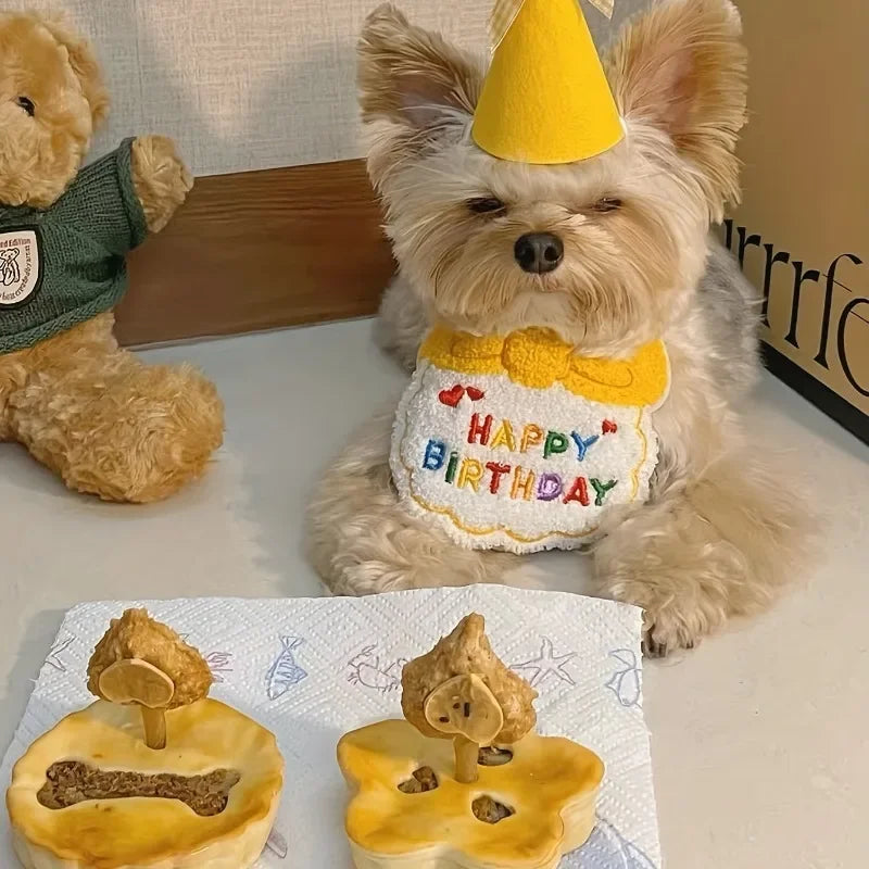 Set de Cumpleaños para Mascotas con Sombrero y Pañuelo