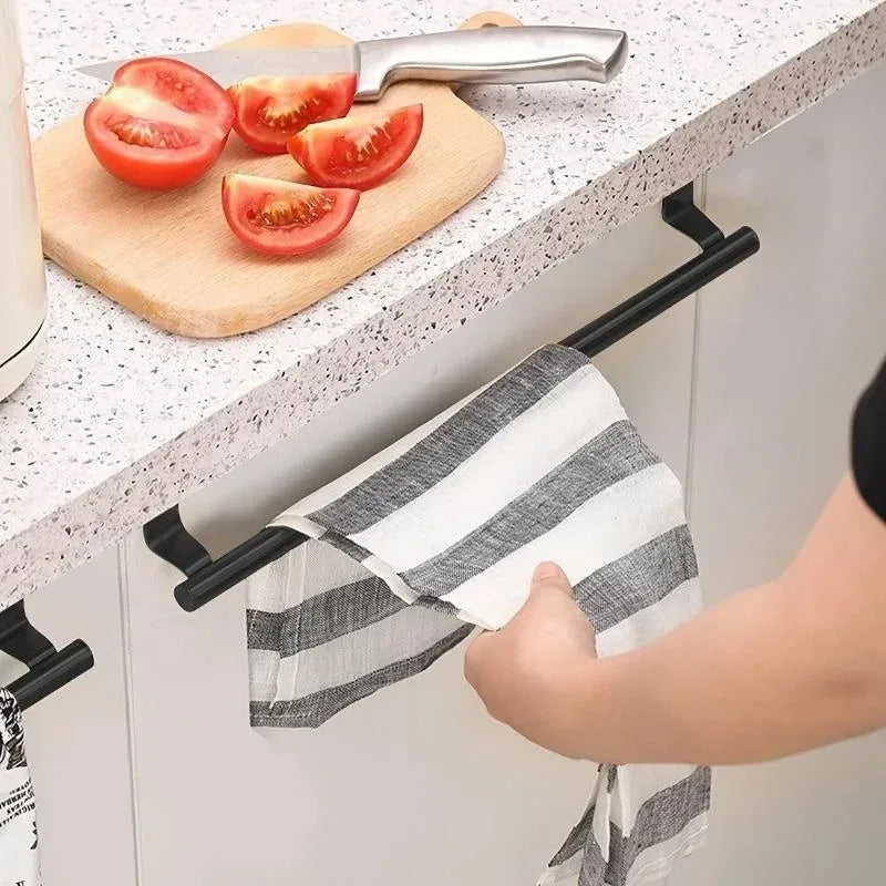 Toallero Colgante para Puerta o Gabinete de Cocina | Barra de Acero Inoxidable sin Instalación