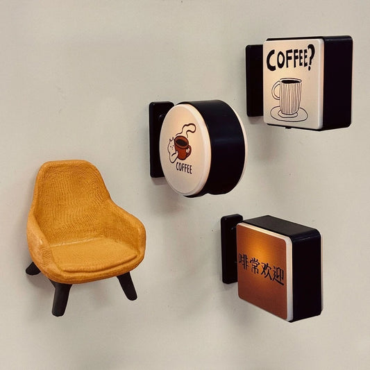 Miniatura de Cafetería Magnética con Luz LED - Decoración Retro Vintage