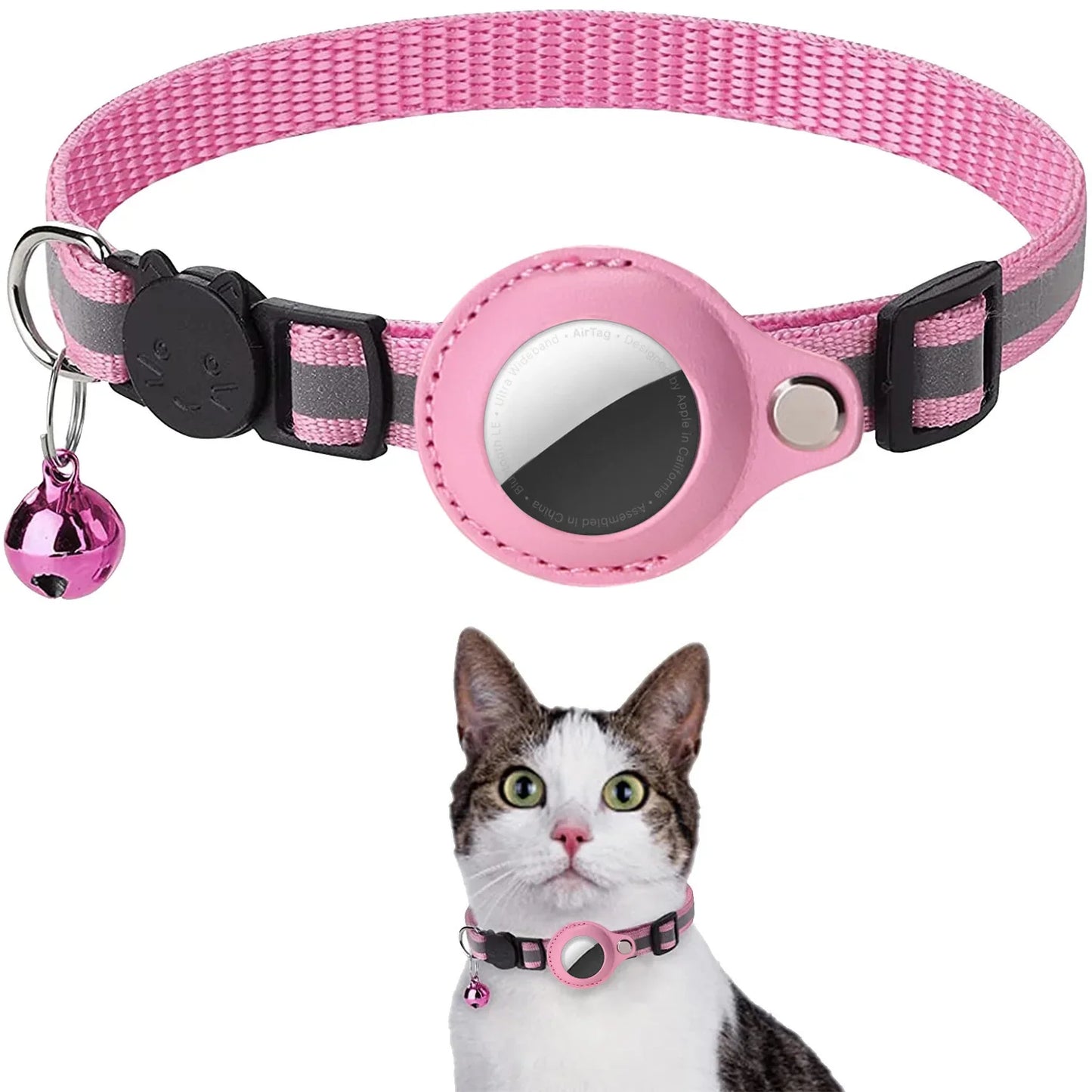 Collar para Gato con Soporte para AirTag – Ajustable, Reflectante y con Campana