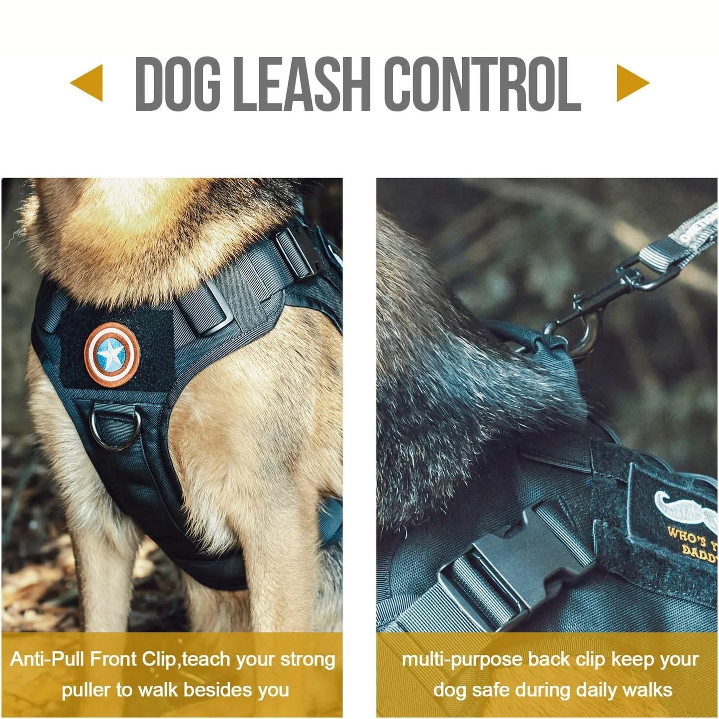 Arnés Táctico para Perro Antitirones Ajustable con Asa - Asa de Control