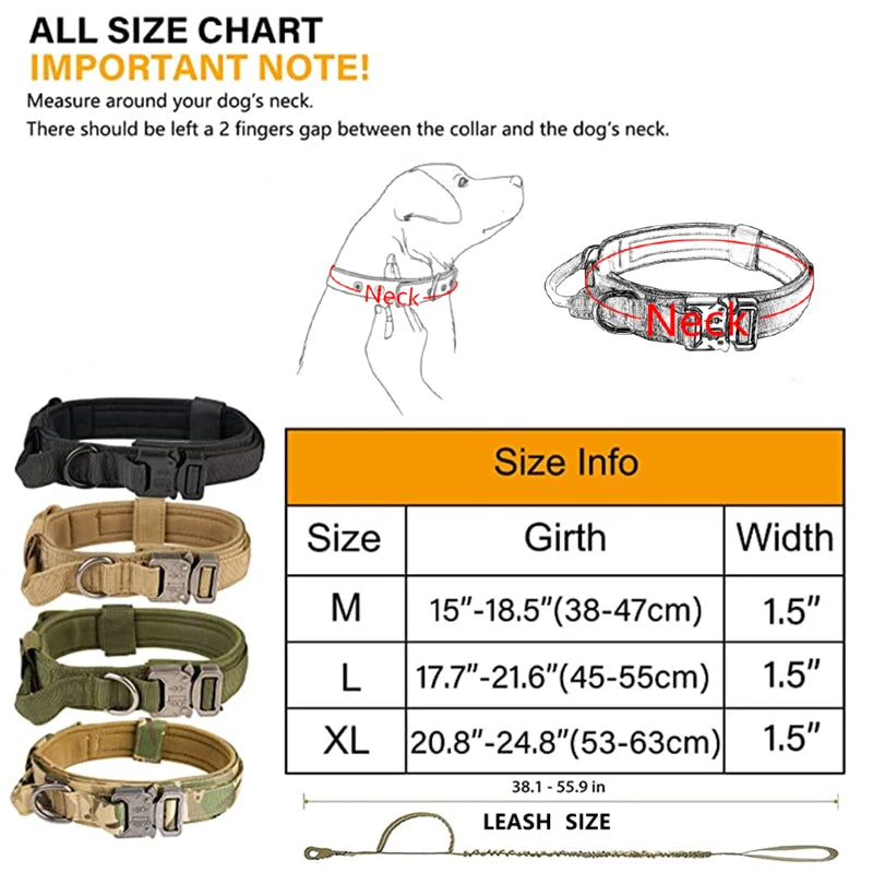 Collar Táctico Ajustable para Perros con Hebilla Metálica