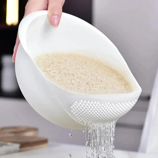 Colador de Silicona con Mango - Cesta de Drenaje para Lavado de Arroz