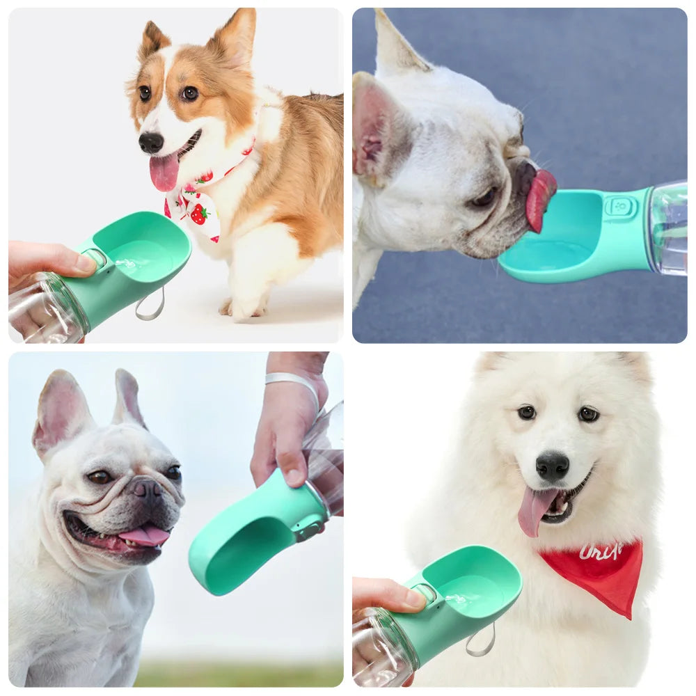 Botella de Agua Portátil para Mascotas con Bebedero