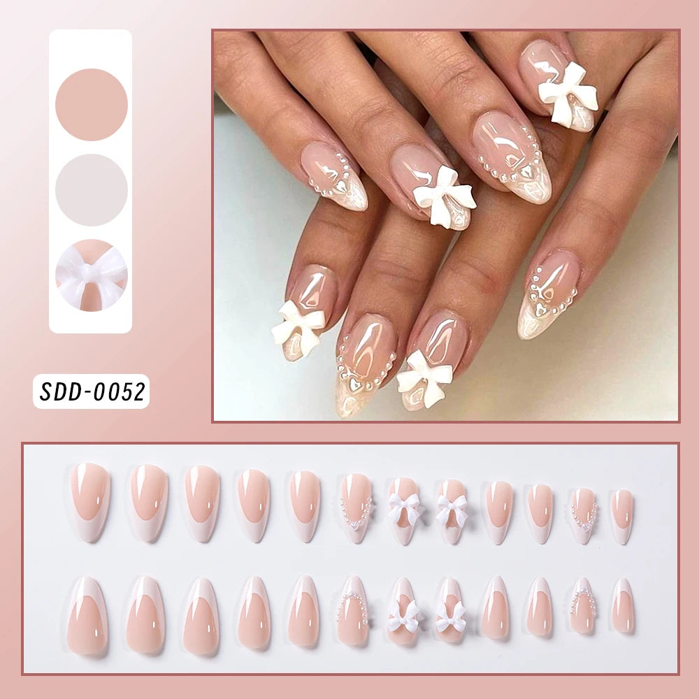 Uñas Postizas Press On Glitter 24 Piezas | Uñas Acrílicas Cortas Forma Coffin