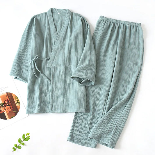 Conjunto Tipo Kimono para Mujer – Pijama Ligera de Dos Piezas