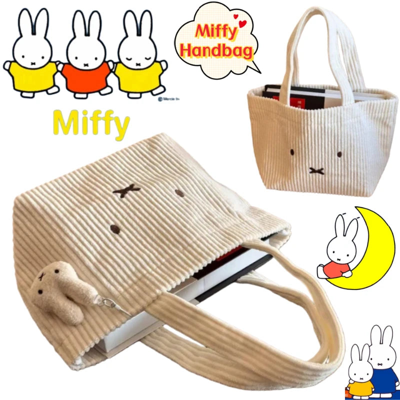 Bolso de Mano Miffy de Pana Bordado - Handbag Estilo Anime Kawaii