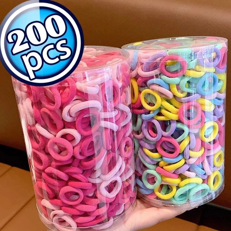 200 Piezas de Ligas de Cabello de Nylon - Coletas Elásticas Coloridas