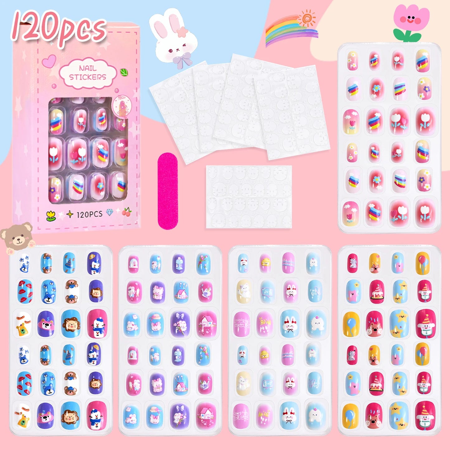 Set de Uñas Postizas Kawaii para Niñas