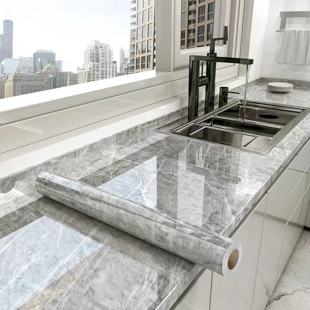 Vinil Adhesivo para Cocina Tipo Mármol Impermeable | Protector para Encimeras y Muebles