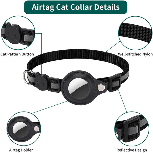 Collar para Gato con Soporte para AirTag – Ajustable, Reflectante y con Campana