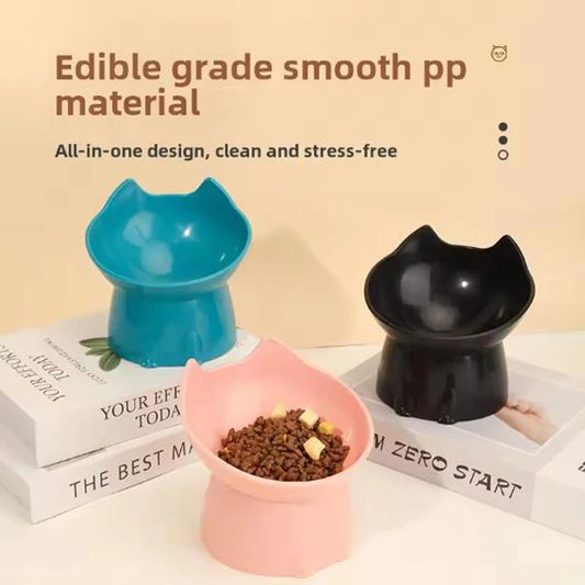 Plato Elevado para Gatos con Protección de Cuello - Diseño Orejas Antivuelco