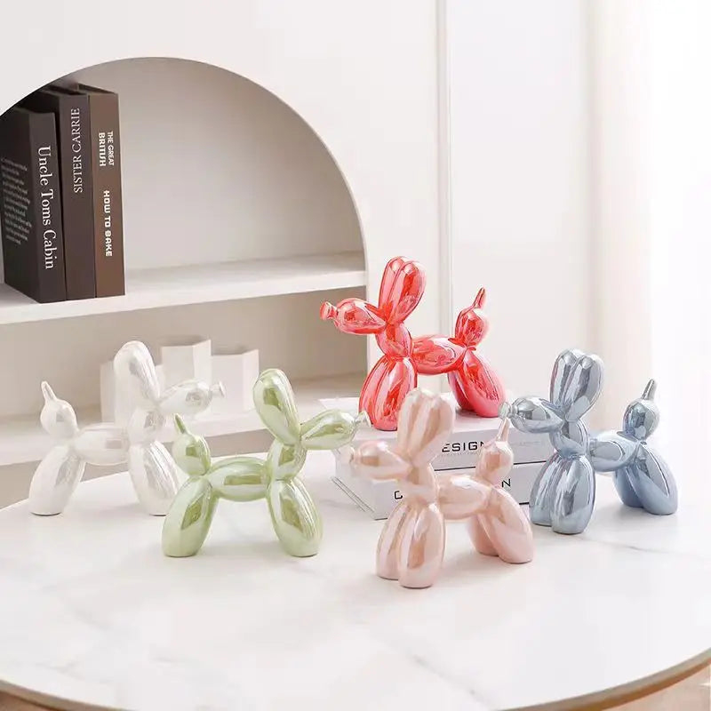 Figura Decorativa Perro Globo de Cerámica Estilo Moderno