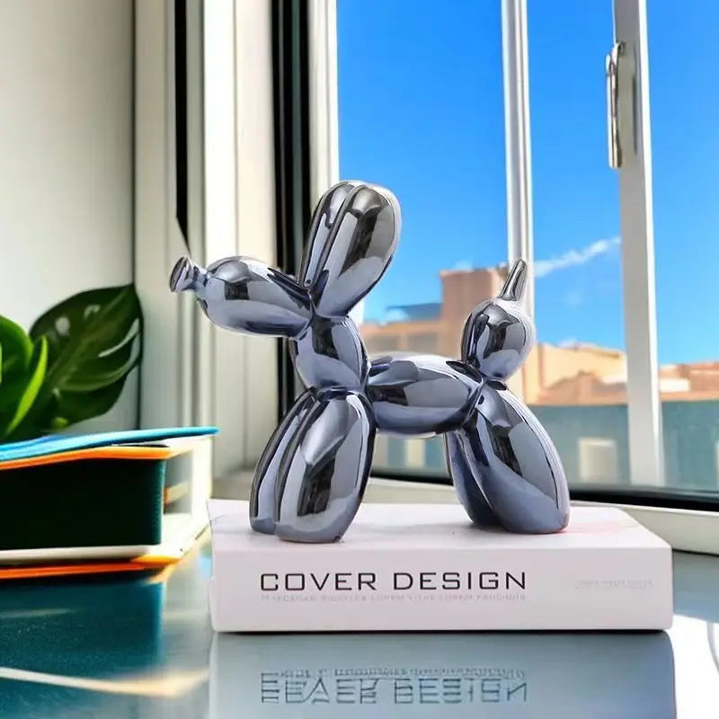 Figura Decorativa Perro Globo de Cerámica Estilo Moderno