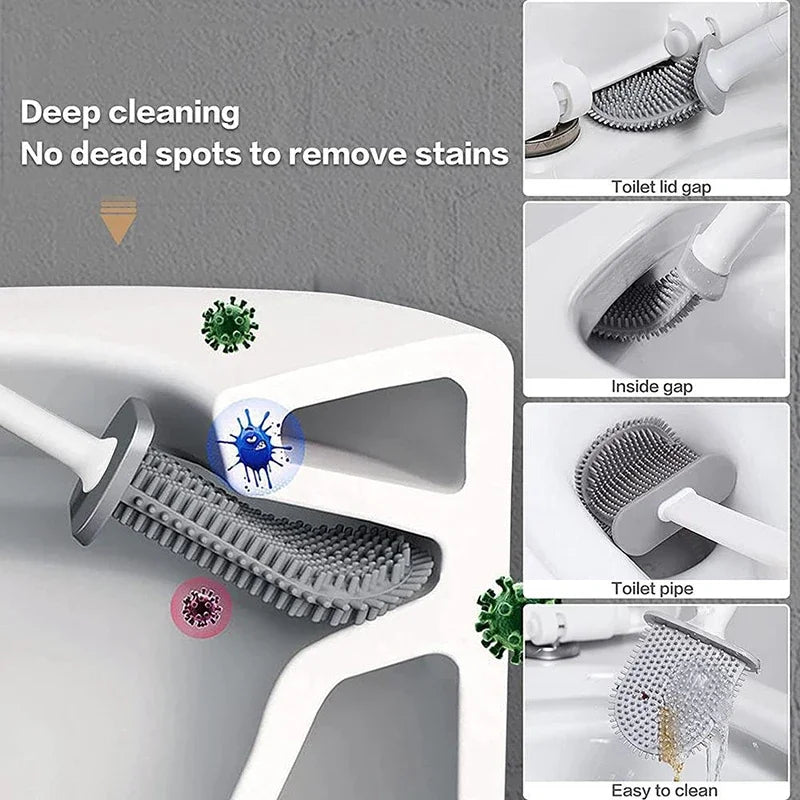 Cepillo de Baño de Silicona Flexible con Soporte
