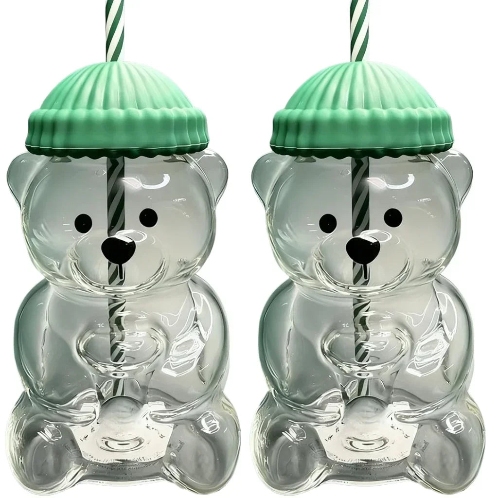 Taza de Oso de Cristal 500ml - Botella Transparente para Café y Leche