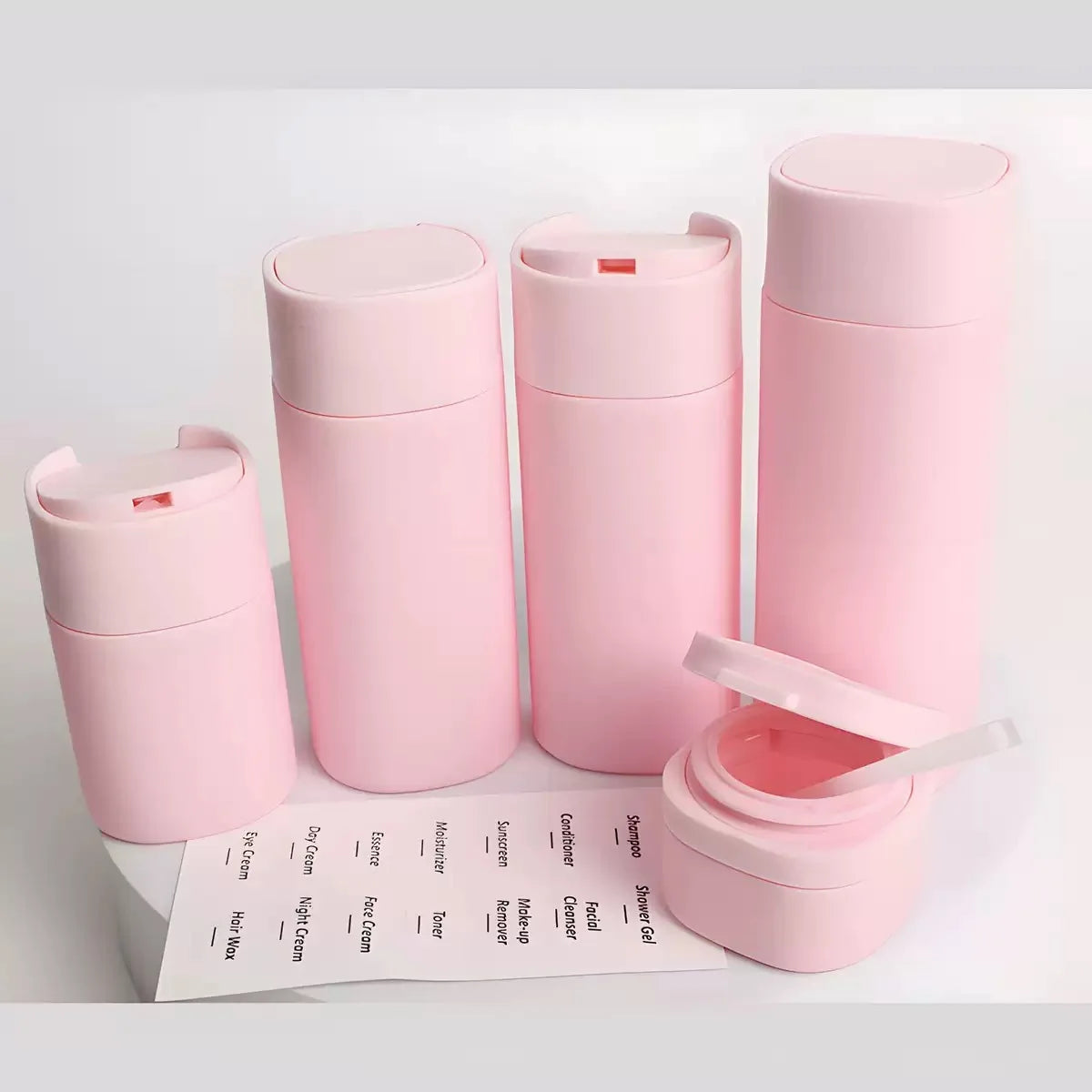 Set de Envases para Viaje 5 Piezas Botellas Reutilizables Porta Cosméticos Recargables Kit de Viaje loción, limpiador, shampoo