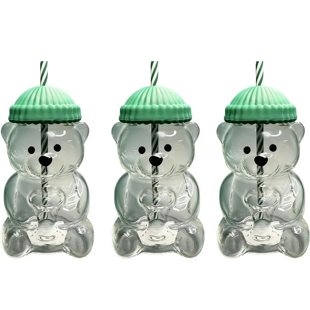 Taza de Oso de Cristal 500ml - Botella Transparente para Café y Leche