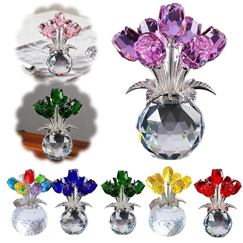 Rosa de Cristal con Pedestal - Adorno Eterno y Elegante para Regalo