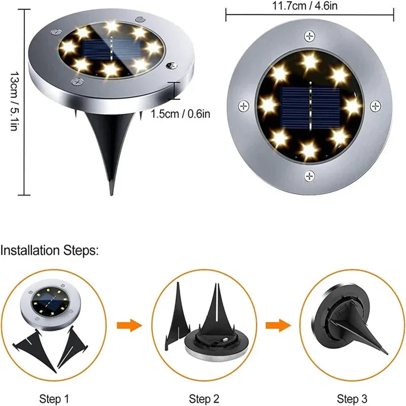 Luz Solar LED para Jardín – Lámpara de Suelo Impermeable para Camino y Patio