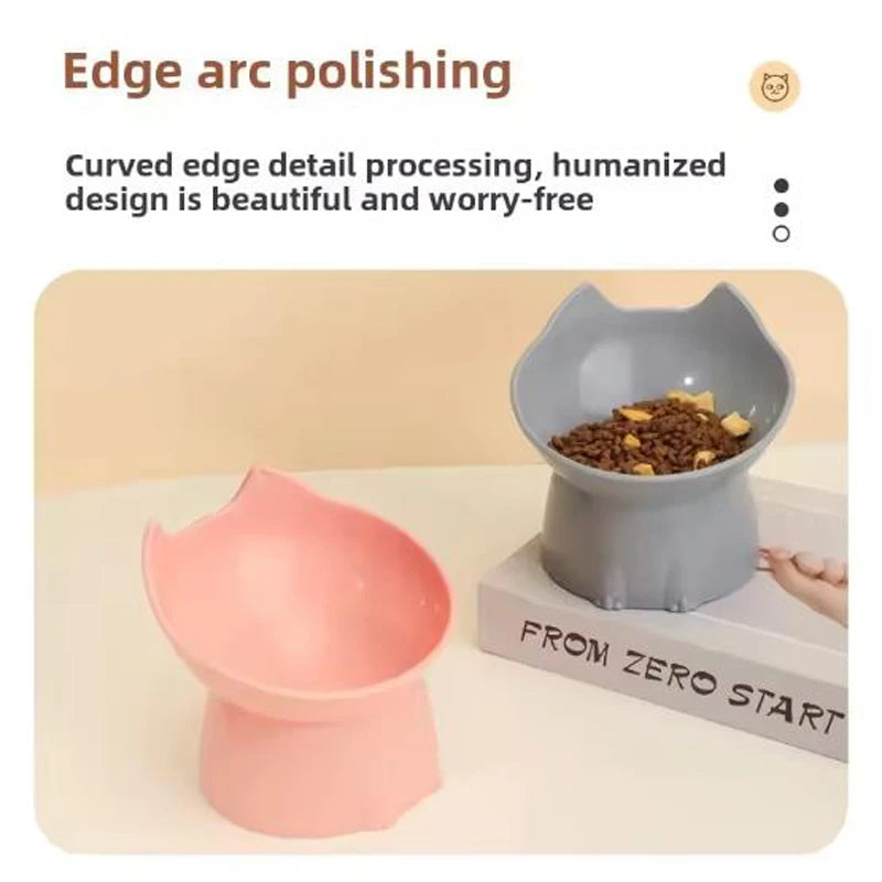 Plato Elevado para Gatos con Protección de Cuello - Diseño Orejas Antivuelco