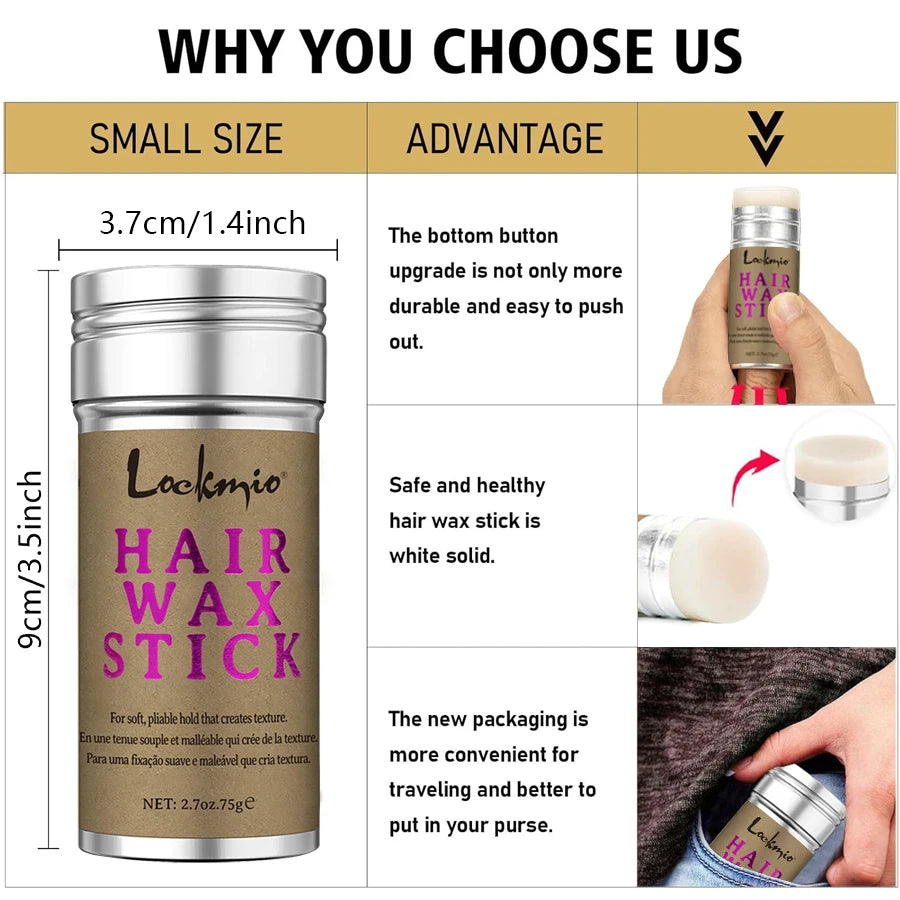 Barra de Cera para Cabello Fijador Anti Frizz