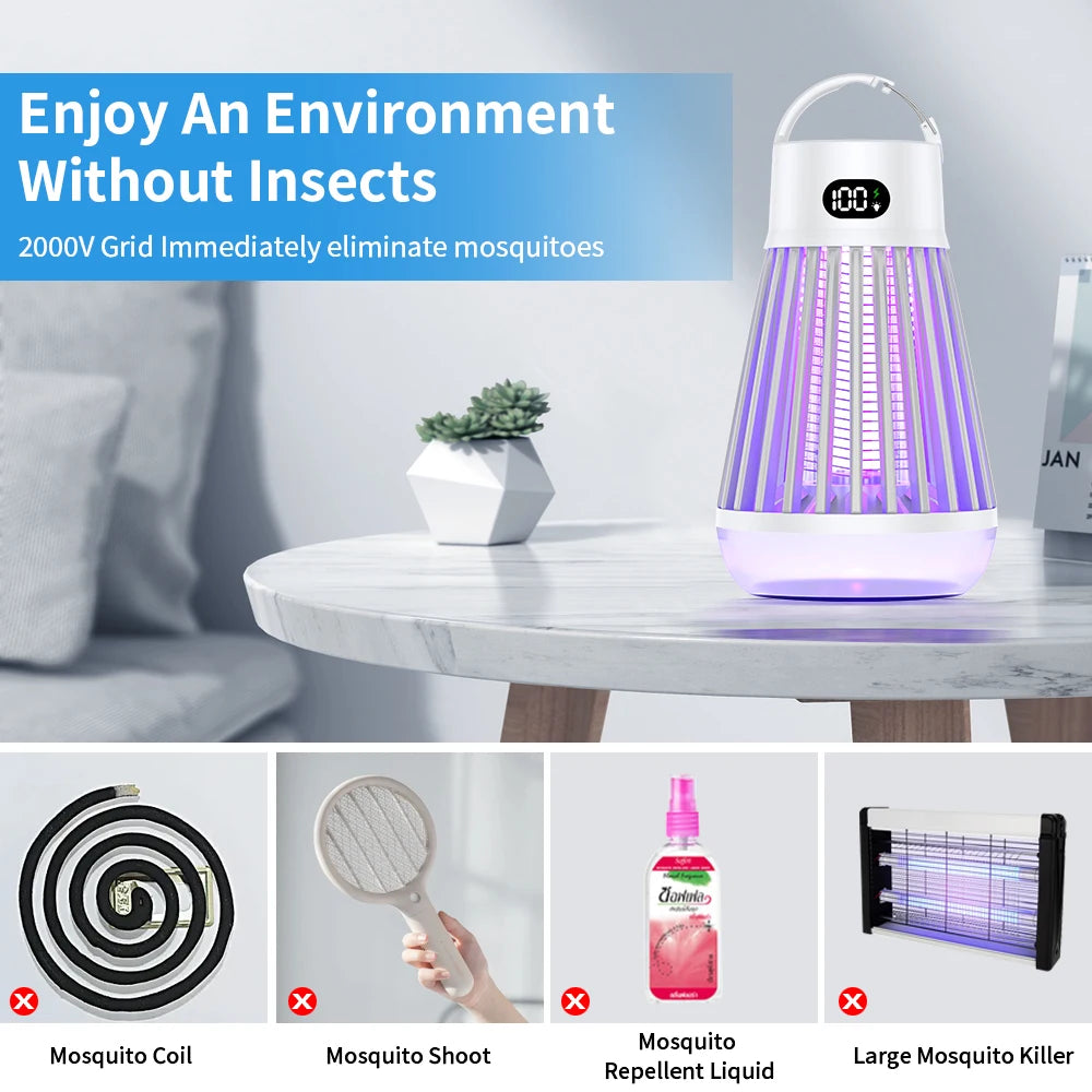 Lámpara Antimosquitos Recargable USB con Luz UV (Portátil 2 en 1)