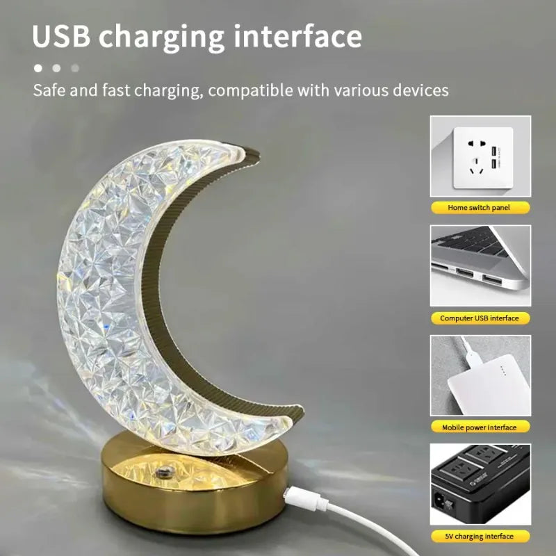 Lámpara LED Decorativa Luna y Estrella Recargable