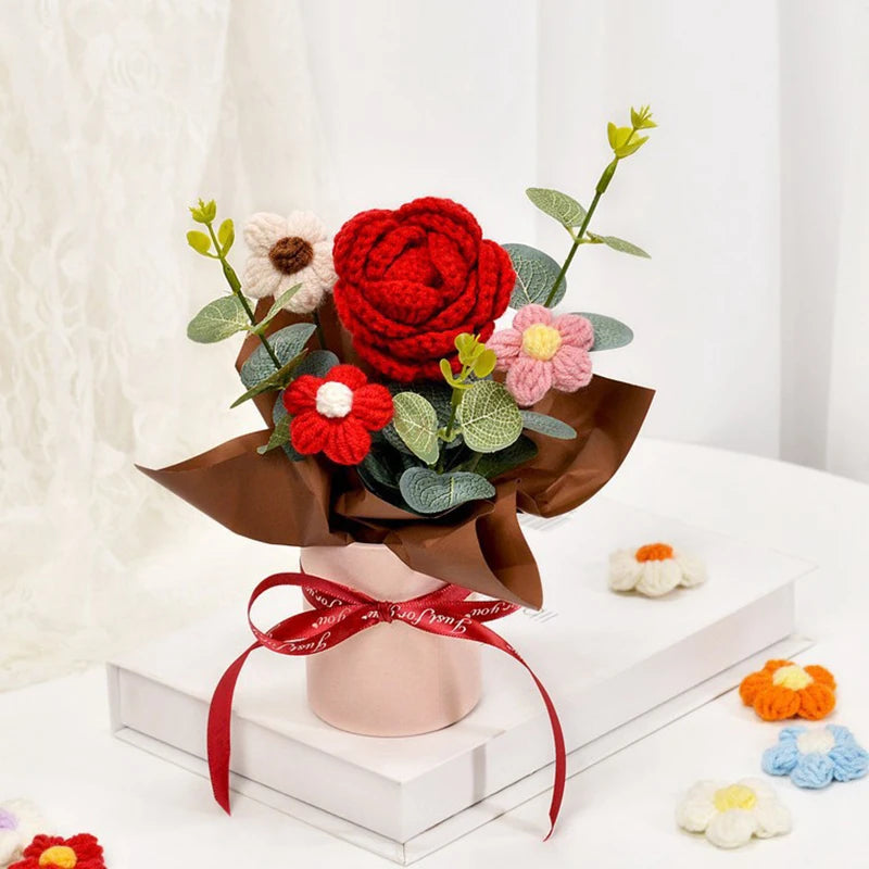 Ramo de Flores Tejidas a Crochet