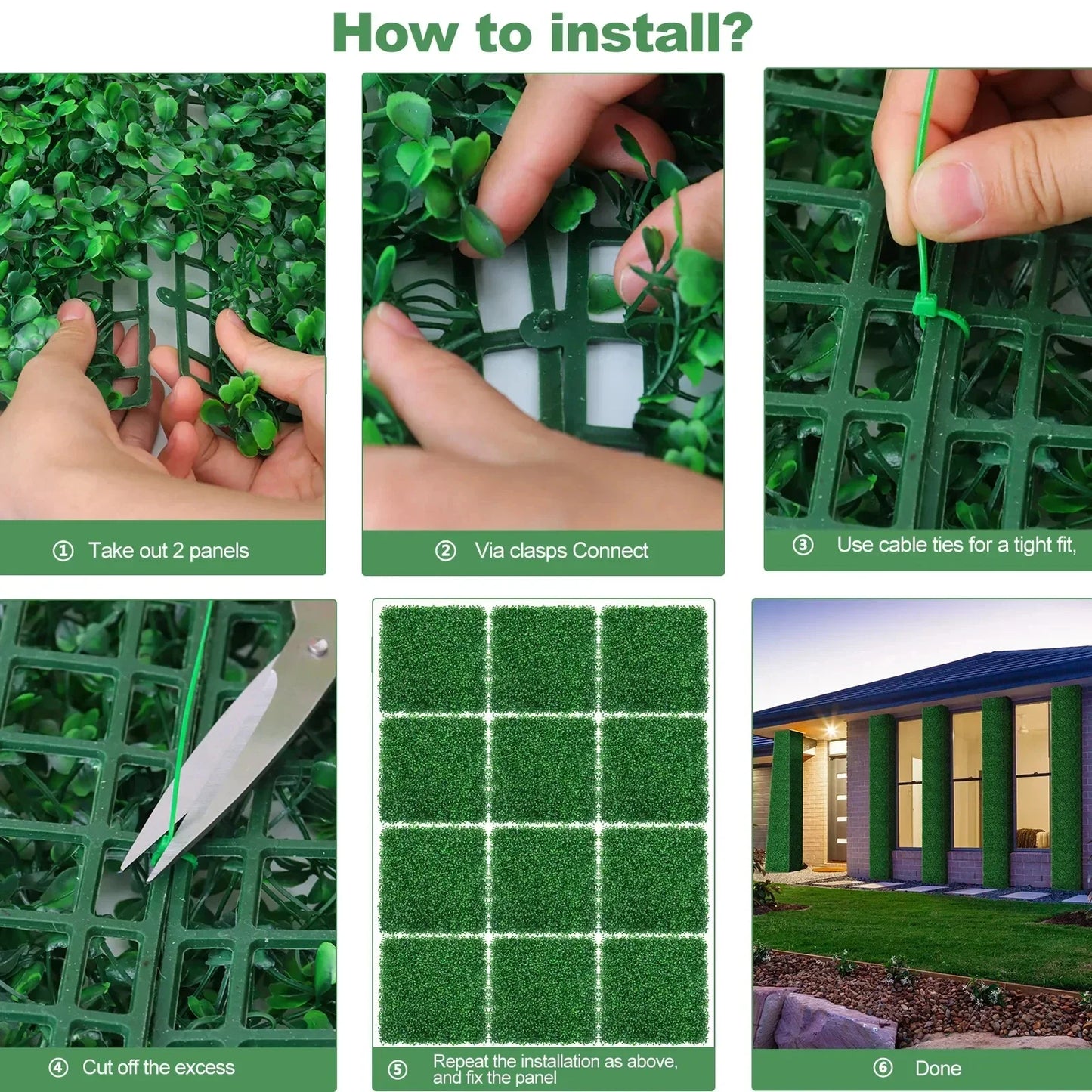 Panel de Plantas Artificiales para Pared 25x25 cm - Hojas Artificiales para Jardín