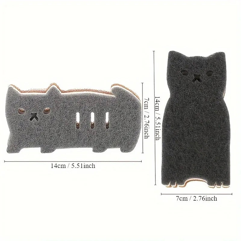 Esponjas de Cocina con Forma de Gato | Set de 4 Esponjas para Lavar Platos